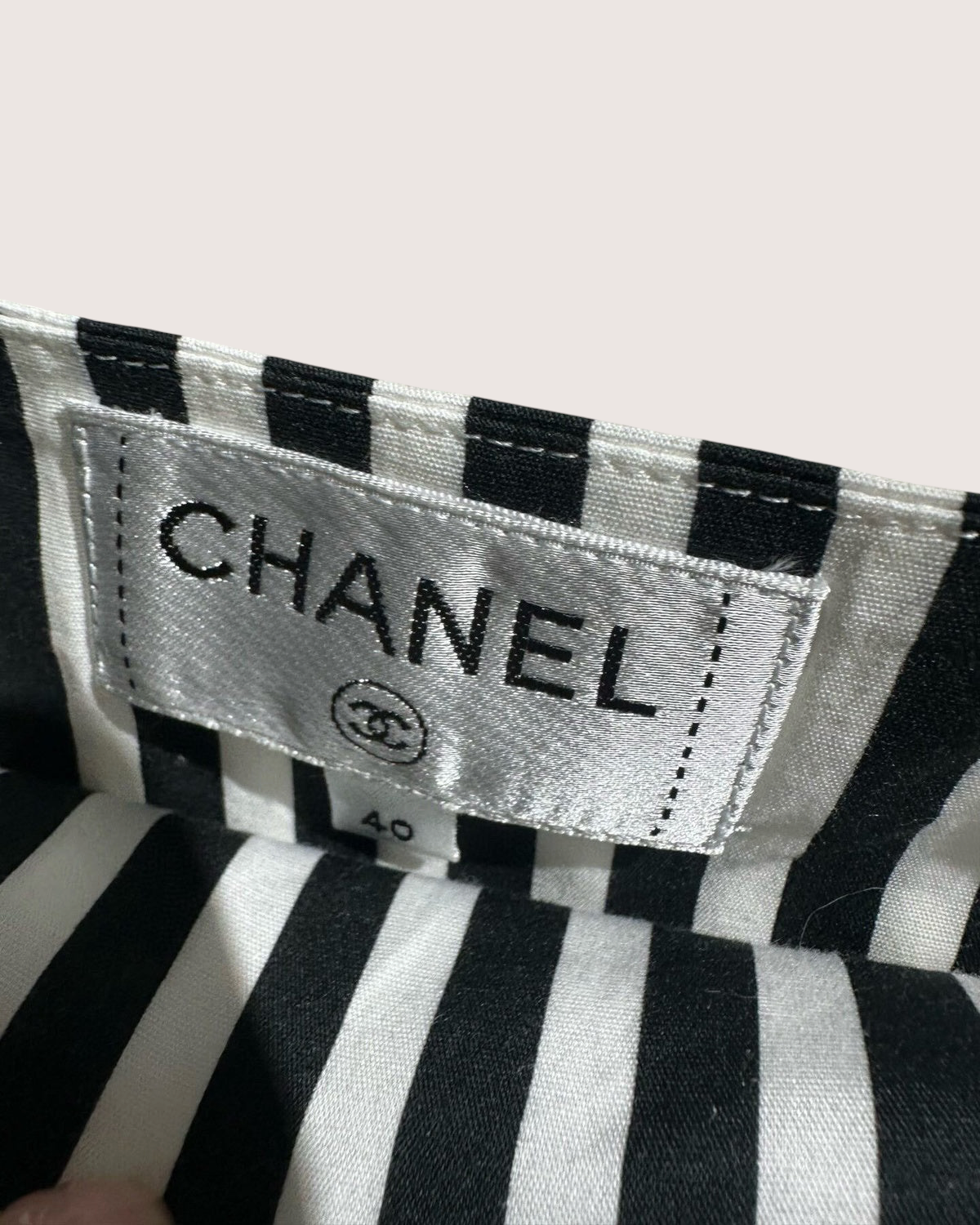Chanel Logo CC Striped Mini Skirt