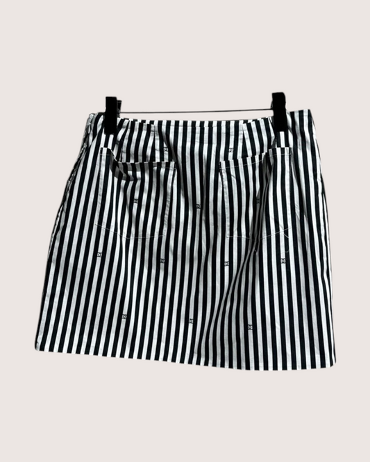 Chanel Logo CC Striped Mini Skirt