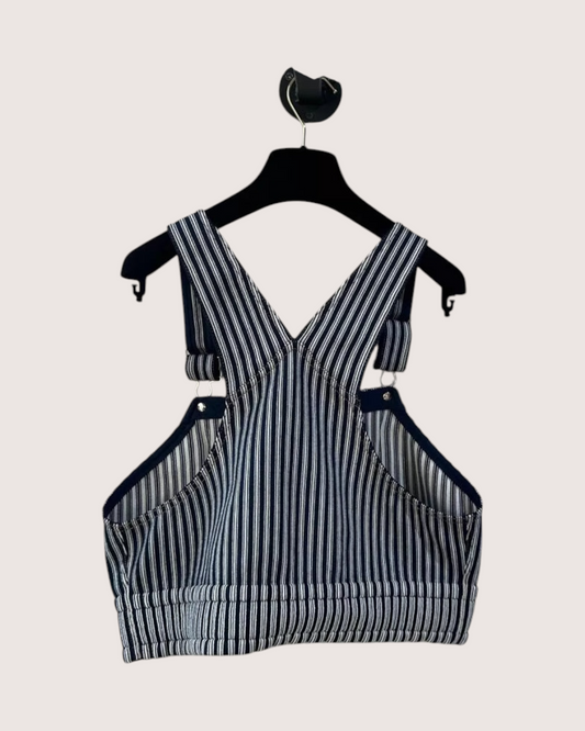 Chanel 25P Striped Denim Crop Top