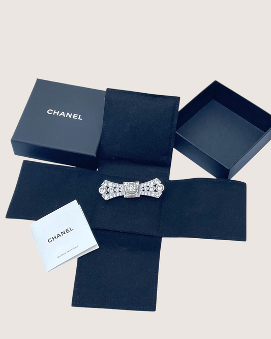 Chanel 23S Bow Crystal CC Brooch Pin