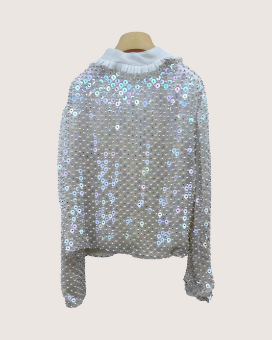Miu Miu Pearl Sequin Collared Jacket