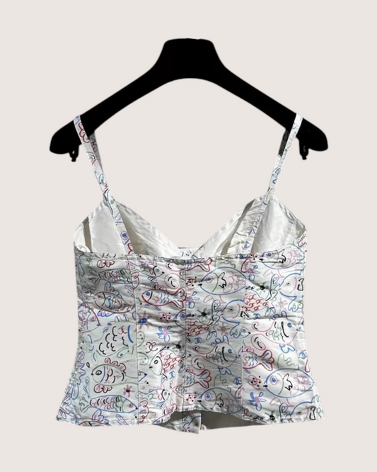 Chanel 25C Fish-Print Corset Top