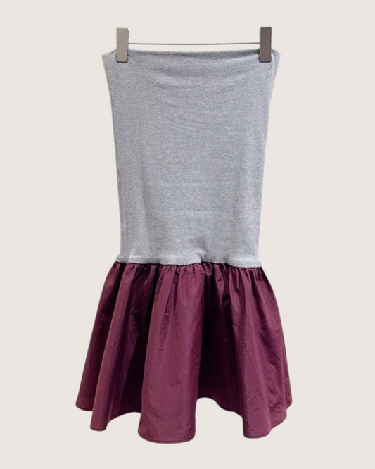 Miu Miu Colorblock Zip-Pocket Mini Dress Burgundy, Grey FR 36