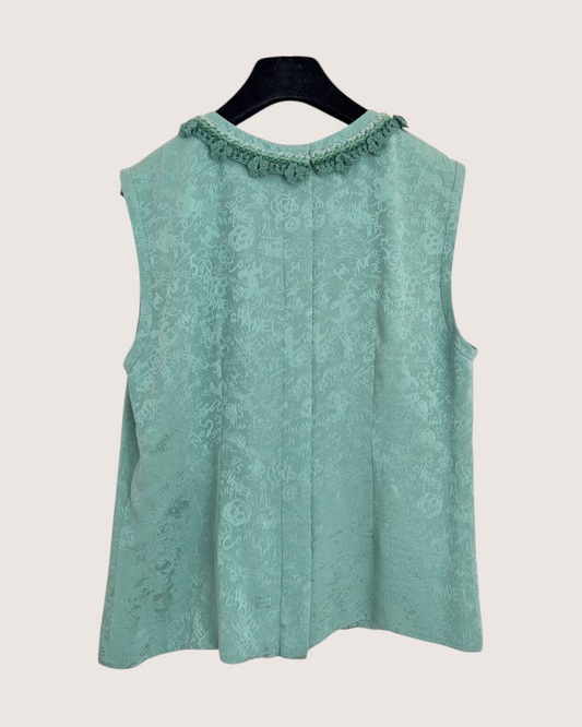 Chanel 24A Jacquard Top Green FR 38