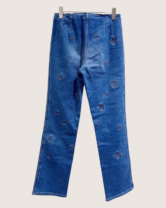 Chanel 21P Straight Denim Jeans Blue FR 36