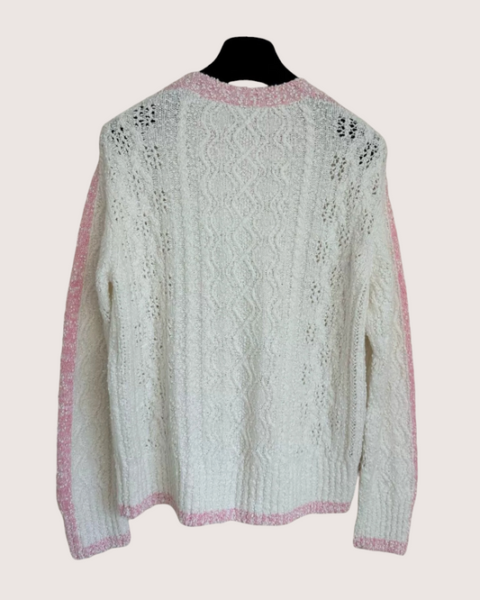 Chanel 24P Crewneck Sweater Beige/Ecru, Pink FR 36