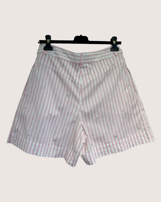 Chanel 24M Coco Beach Crystal Striped Logo Shorts - Pink, White, view 2