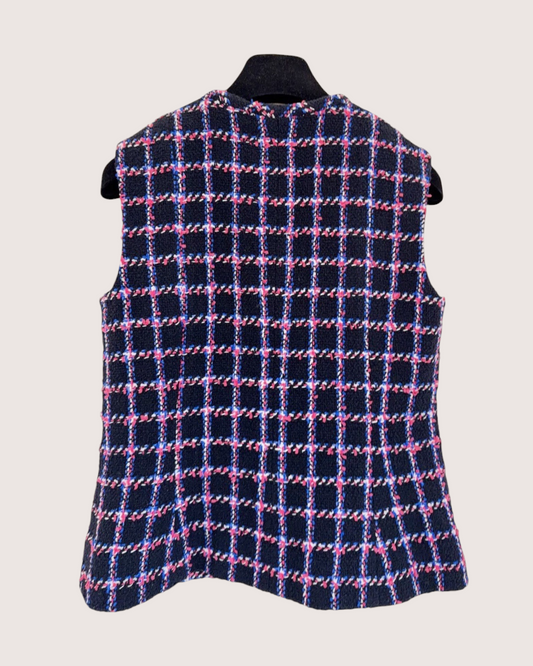 Chanel 24P Checked Tweed Vest Black, Pink, Blue, Multicolor FR 36