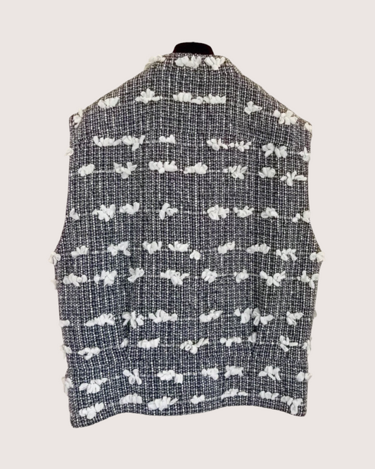 Chanel 22B Bow Tweed Vest Black, White FR 38
