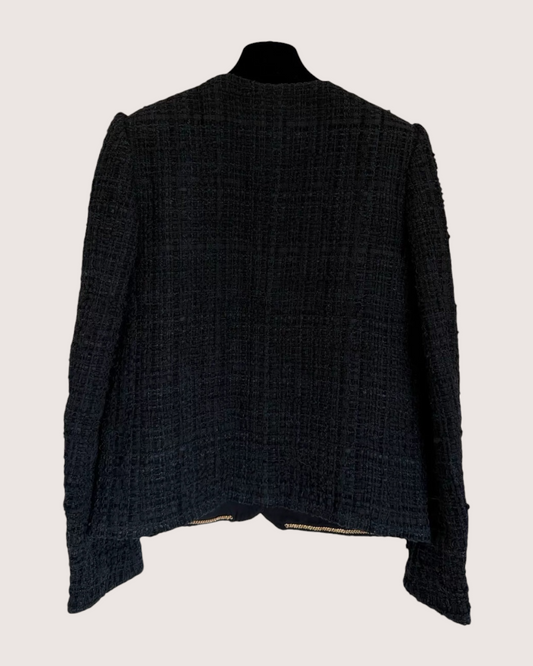 Chanel 21A Tweed Chain-Trim Jacket - Black, Burgundy, Gold, view 2