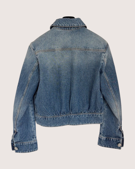 Chanel 24P Heart-Pocket Denim Jacket Blue FR 38