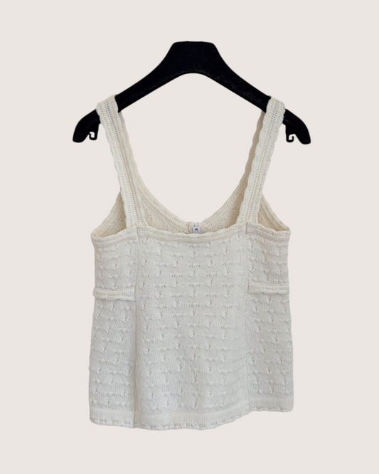 Chanel 25P Cashmere Camisole Top Beige/Ecru FR 36