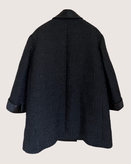 Chanel 22S Oversized Tweed Coat Black FR 36