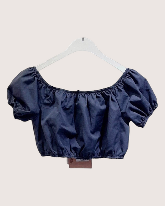 Miu Miu Off-Shoulder Top Navy IT 38