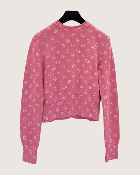 Chanel 23C Icons Cardigan Pink, White FR 36