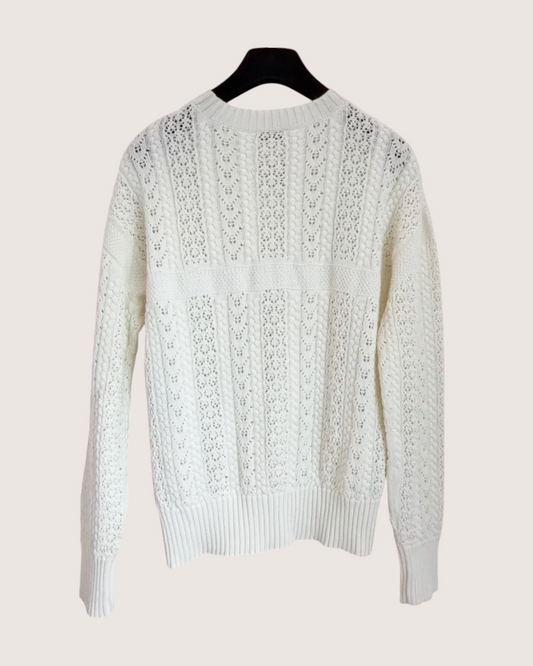 Chanel 24M Coco Beach Openwork CC Logo Sweater Beige/Ecru FR 34