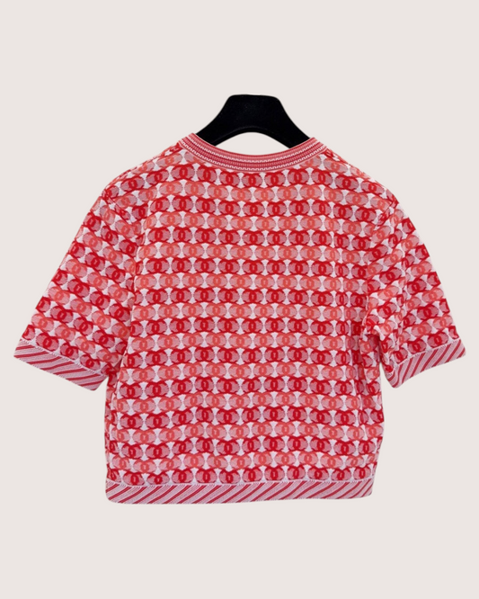 Chanel 19P CC Cardigan Red, Pink, White FR 34