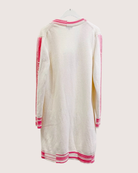 Chanel 19P Long Striped Cardigan White, Pink FR 36