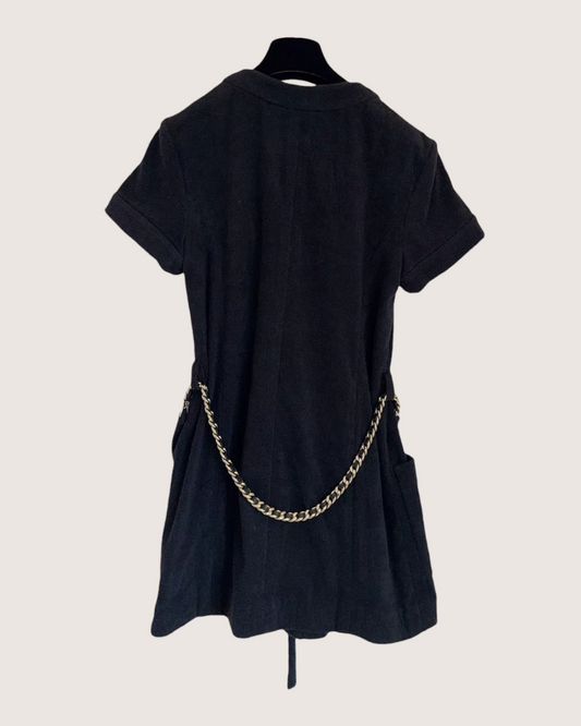 Chanel Terry Tie-Front Cardigan - Black, view 2