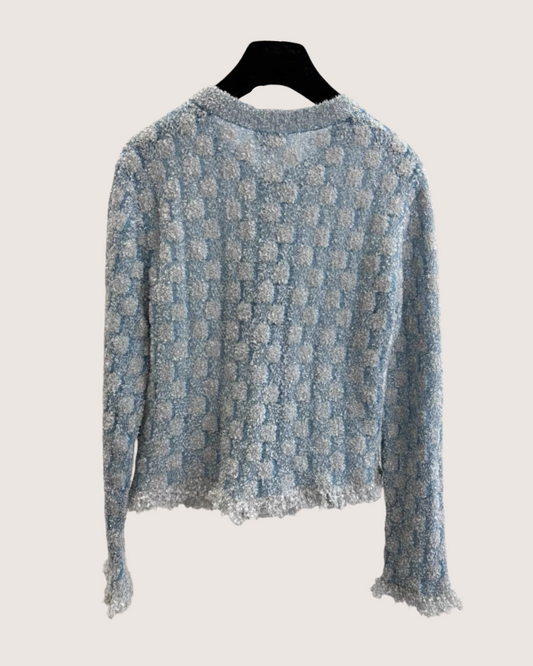 Chanel 26C Shimmer Cardigan - Blue, White, Silver, view 2