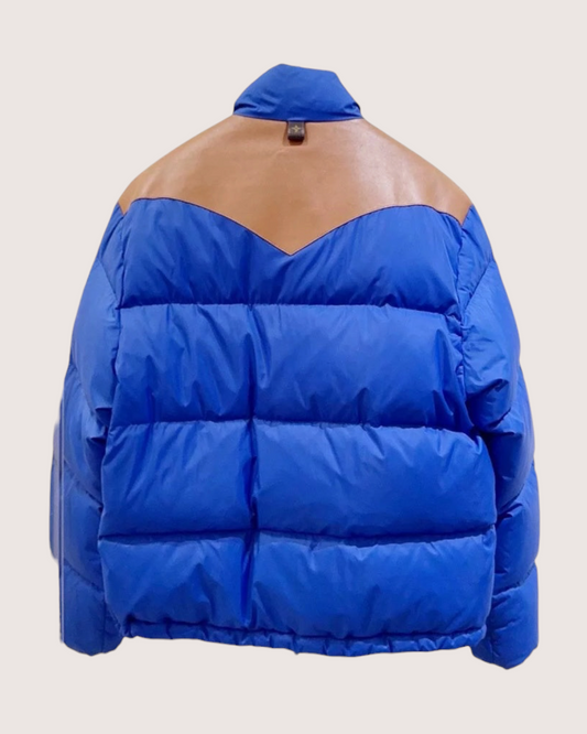 Louis Vuitton Leather-Trim Puffer Jacket Blue, Brown FR 38