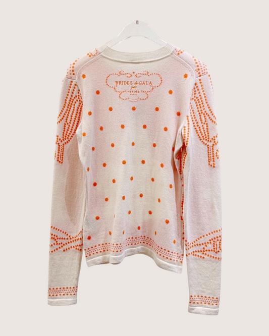 Hermès Cashmere Brides de Gala Sweater Beige/Ecru, Orange
