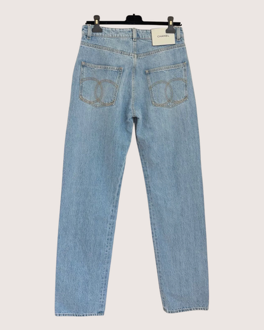 Chanel 26A Straight-Leg Denim Jeans Blue FR 36