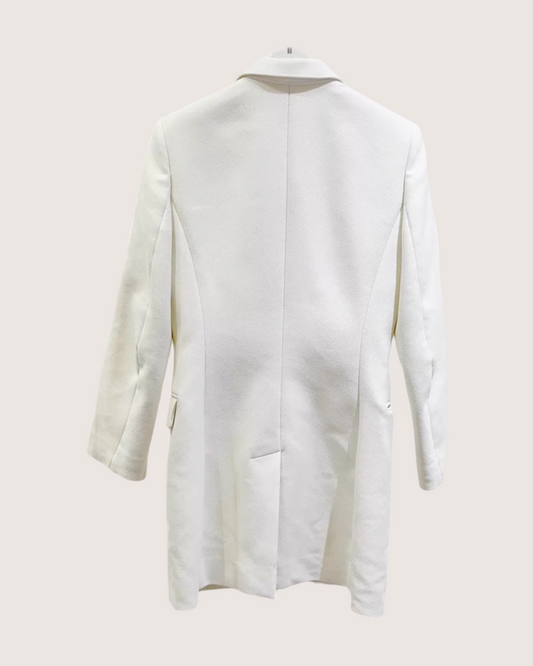 Hermès Wool Double-Breasted Jacket White FR 34