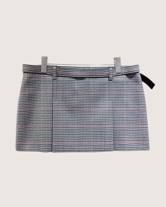 Miu Miu Wool Plaid Mini Skirt - Grey, Black, Multicolor, view 2