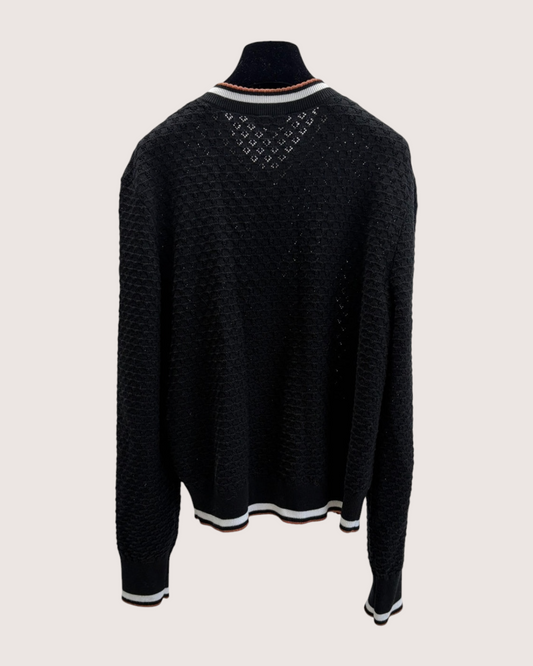 Chanel 26C Pointelle Cardigan - Black, White, Orange, view 2
