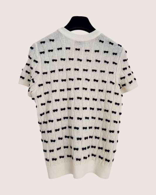 Chanel 25K Wool Bow Top Beige/Ecru, Black FR 36