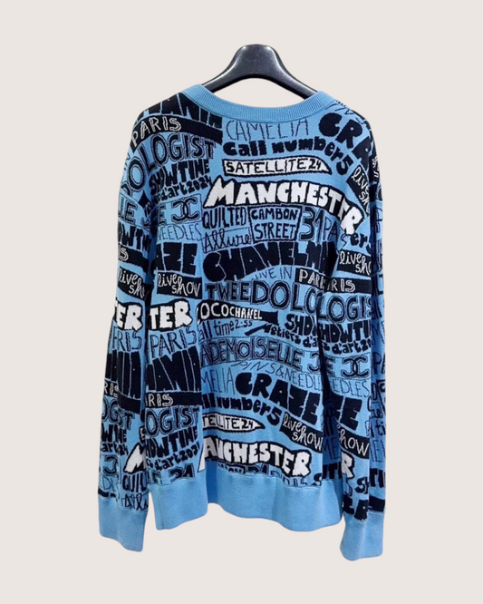 Chanel 24A Logo Print Sweater - Blue, Black, view 2