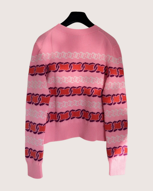 Chanel 23B Cashmere Striped Sweater Pink, Red, Purple, Multicolor FR 36