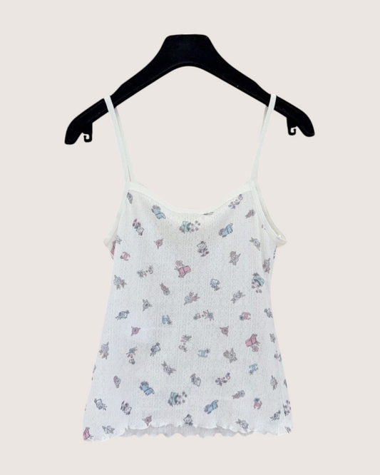 Chanel 24N Coco Neige Printed Top White, Pink, Blue, Multicolor FR 36