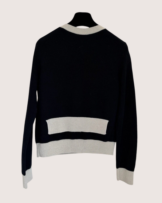 Chanel 25K Two-Tone Cardigan Black, Beige/Ecru FR 36