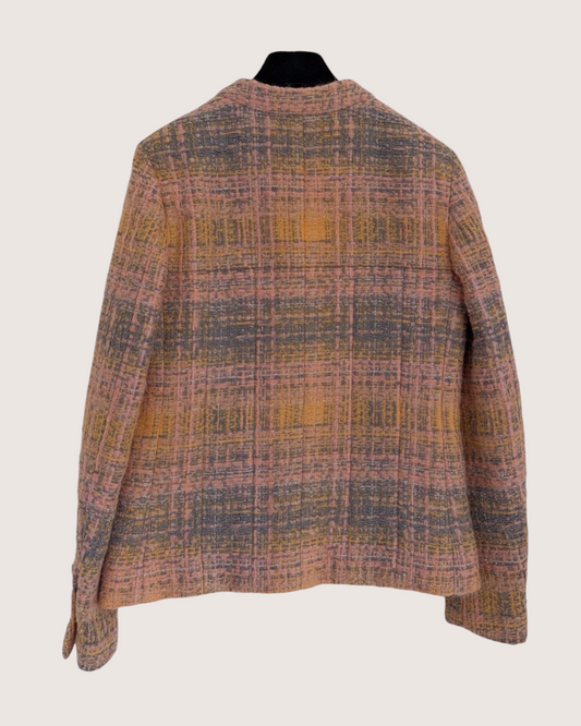 Chanel 24A Plaid Tweed Four-Pocket Jacket Pink, Orange, Grey FR 36
