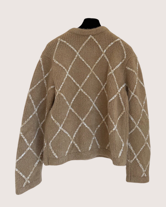 Chanel 23N Coco Neige Cashmere Argyle Cardigan Brown, Beige/Ecru FR 38