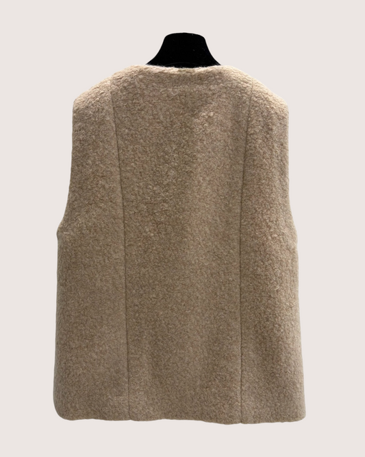Chanel 25N Coco Neige Wool Shearling Vest - Beige/Ecru, view 2