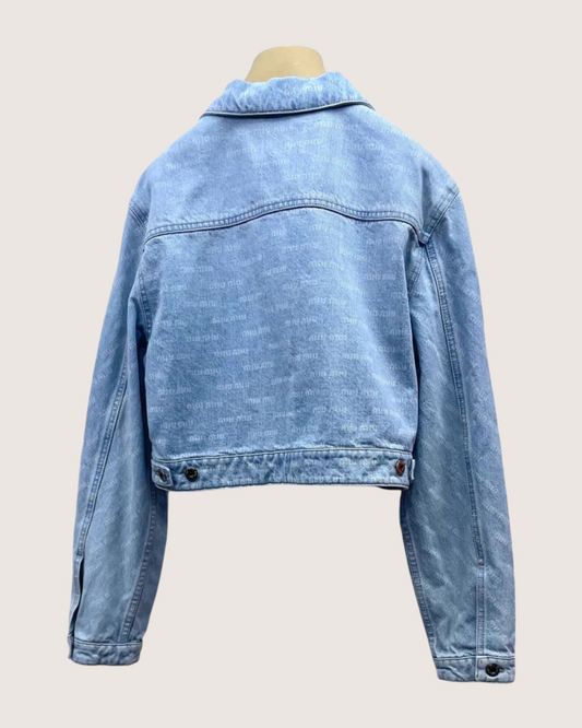 Miu Miu Monogram Logo Cropped Denim Jacket