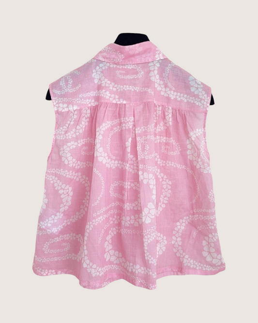 Chanel 25M Coco Beach Floral Shirt Pink, White FR 34