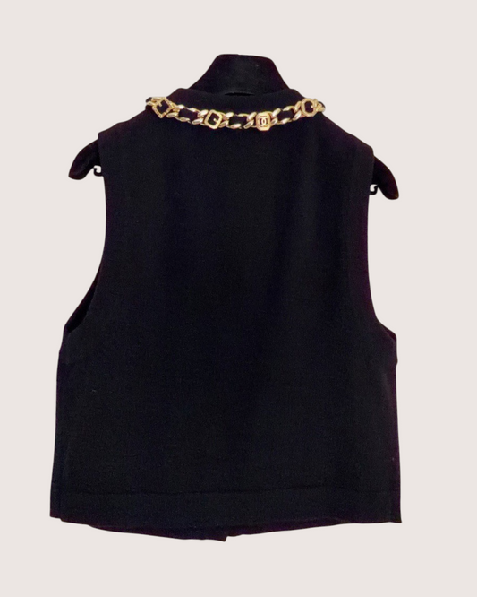 Chanel 24A Cashmere Chain-Trim Vest Black, Gold FR 36