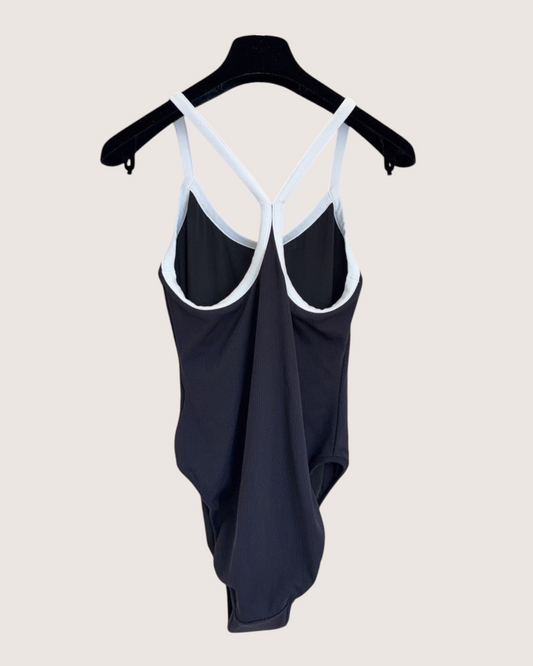 Chanel 22S Ribbed CC One-Piece Swimsuit Black, White FR 42