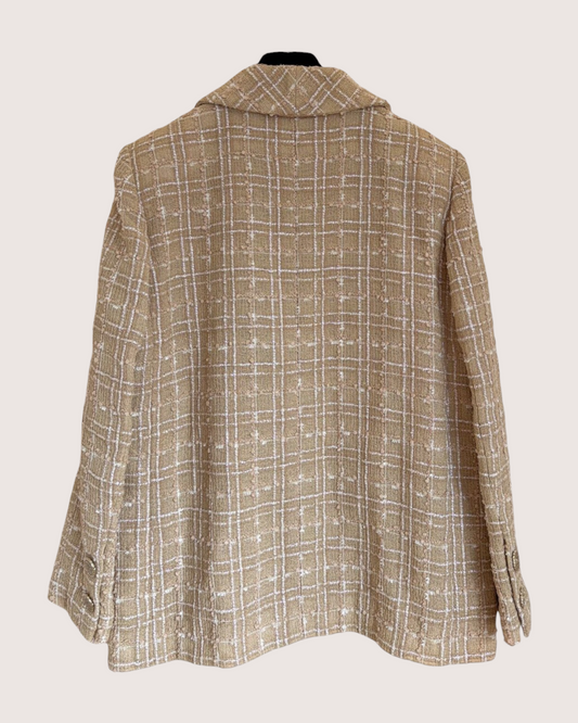 Chanel 19S Tweed Jacket Beige/Ecru, White FR 36