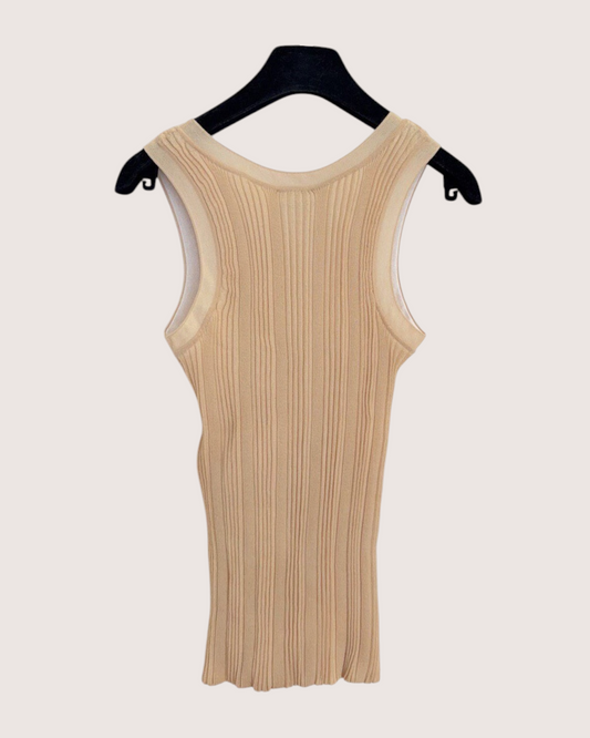 Chanel 26M Coco Beach Tank Top Beige/Ecru, White FR 36