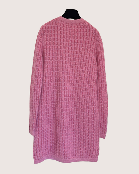Chanel 20B Waffle Mid-Length Dress Pink FR 34