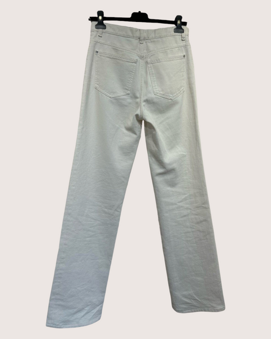 Chanel 24P Floral Openwork Straight-Leg Denim Jeans Beige/Ecru FR 36