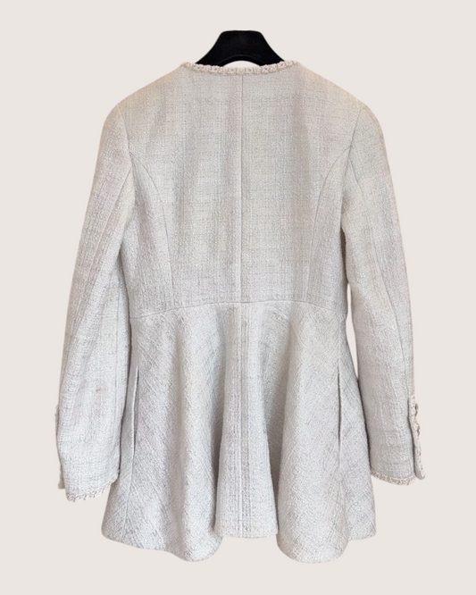 Chanel 23S Flared Tweed Jacket White, Silver FR 34