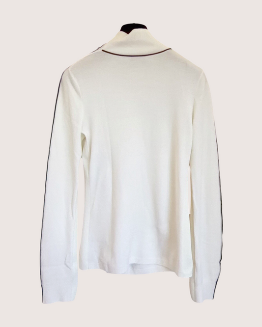 Chanel 25N Coco Neige Wool Turtleneck Sweater White, Black FR 36