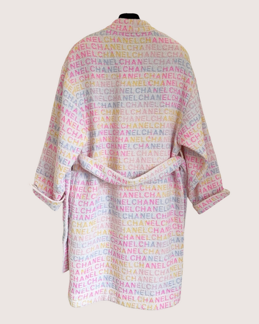 Chanel 24C Belted Logo Coat Pink, White, Multicolor FR 34