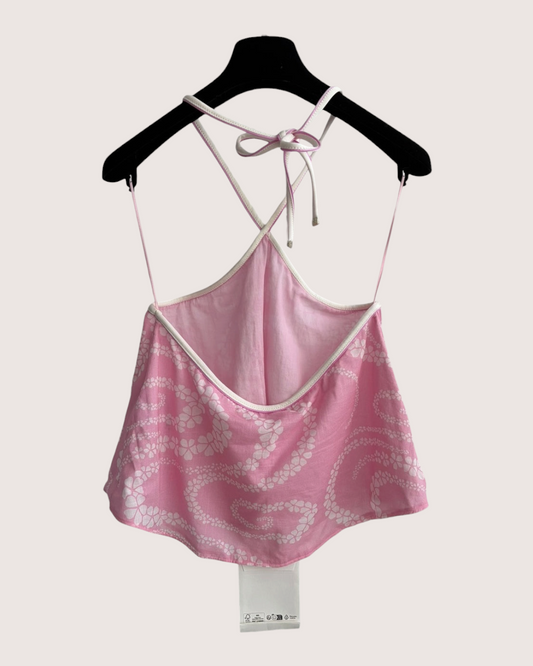 Chanel 25M Coco Beach Tie Halter Top - Pink, White, view 2